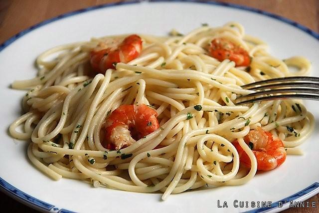 Spaghetti ail et crevettes